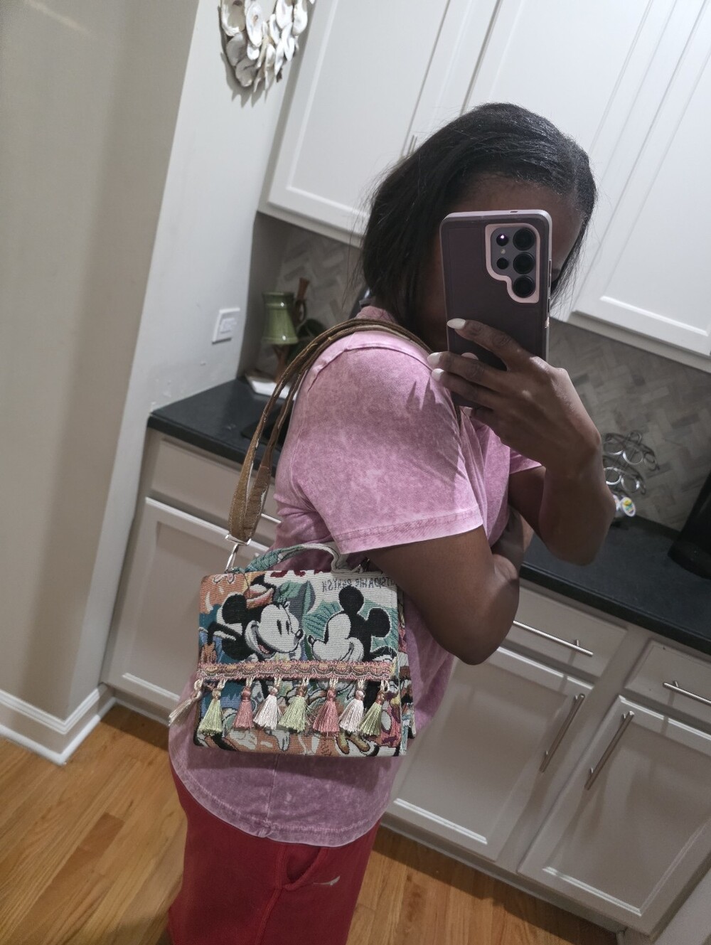 Disney Tapestry Crossbody Shoulder Bag Tapestry Woven Mickey Minnie Mouse 7x8 - Picture 16 of 16